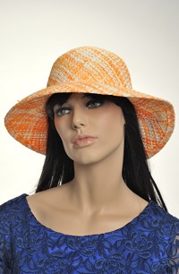 Letní klobouk káro oranžový