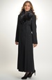Dámský dlouhý černý kabát s oddělávací kožešinou