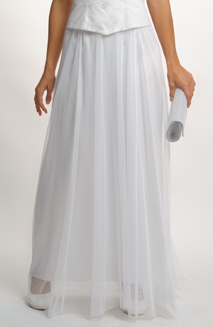 Bílá tylová dlouhá sukně