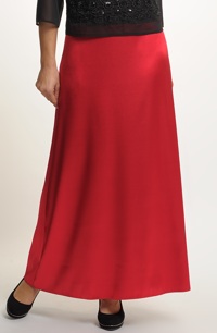 Dlouhá společenská červená sukně v siluetě A
