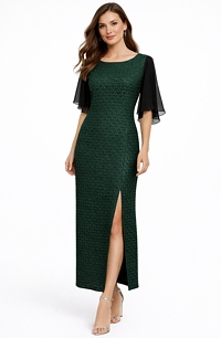 Elegantní dlouhé společenské šaty pro plnoštíhlé - vhodné pro baculky, vel. 46, 46