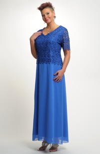 Plesové dlouhé dámské šaty s luxusní krajkou vhodné i na svatbu