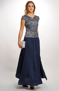 Oděv do divadla - elegantní dvoudílné modro stříbrné šaty