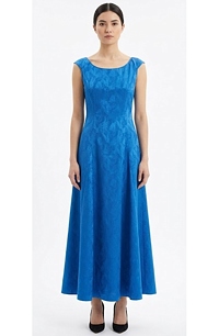 Modré elegantní plesové dlouhé šaty