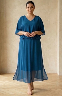 Šaty na svatbu jako host pro plnoštíhlé