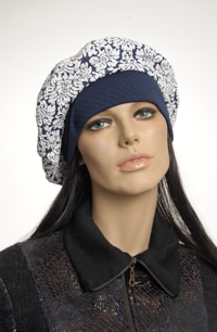 Dámský pletený baret modrý
