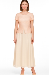 Dvoudílné šaty na svatbu v šedozlaté barvě