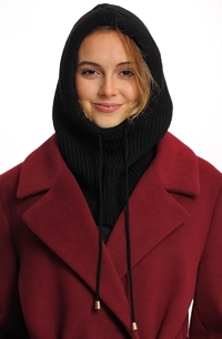 Dámská pletená kukla - balaclava v černé barvě